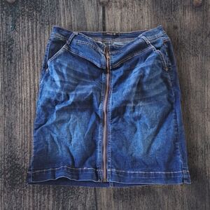Blue Denim Mini Skirt With Zipper
